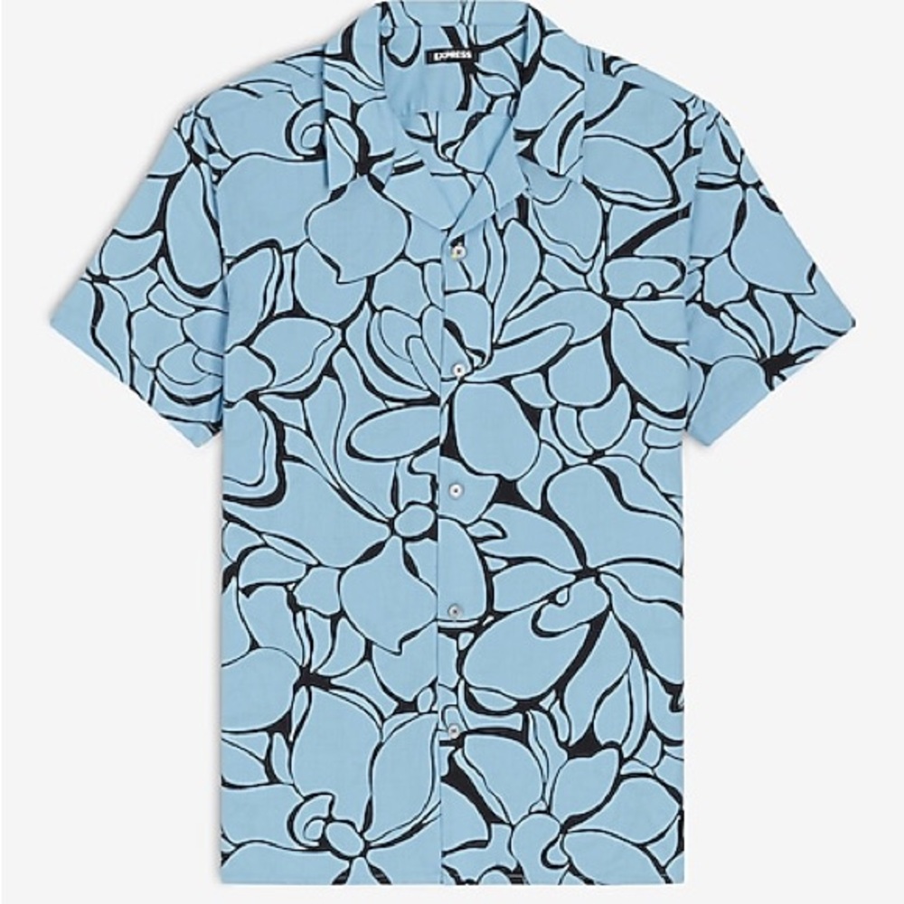Express Light Blue Floral Men's Shirt